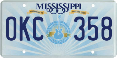 MS license plate OKC358