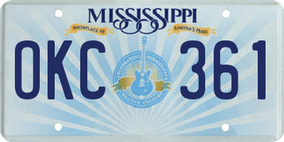 MS license plate OKC361