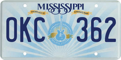 MS license plate OKC362