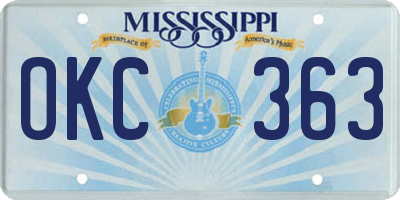 MS license plate OKC363