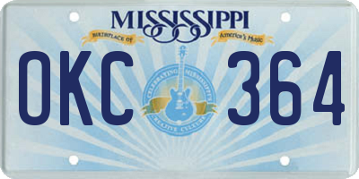 MS license plate OKC364