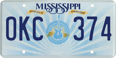 MS license plate OKC374