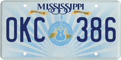 MS license plate OKC386
