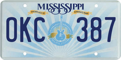 MS license plate OKC387