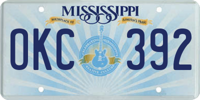 MS license plate OKC392