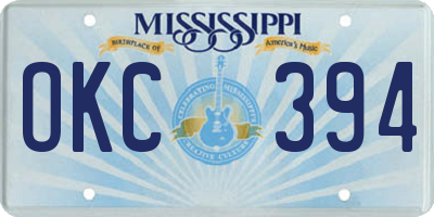MS license plate OKC394