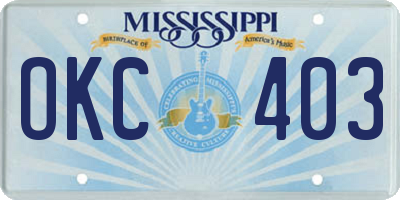 MS license plate OKC403