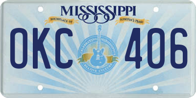 MS license plate OKC406