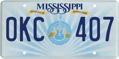 MS license plate OKC407