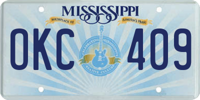 MS license plate OKC409