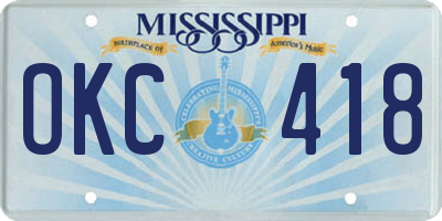MS license plate OKC418