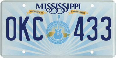 MS license plate OKC433