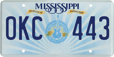 MS license plate OKC443