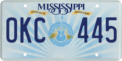MS license plate OKC445