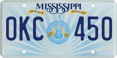MS license plate OKC450