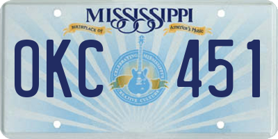 MS license plate OKC451