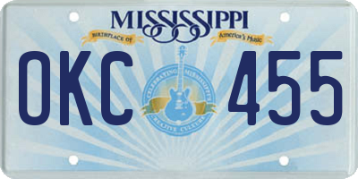 MS license plate OKC455