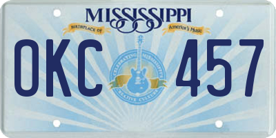 MS license plate OKC457