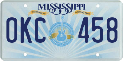 MS license plate OKC458