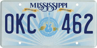 MS license plate OKC462