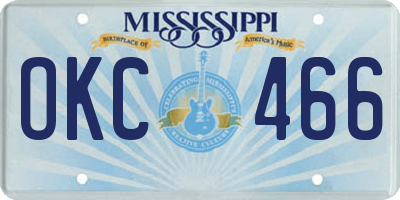MS license plate OKC466