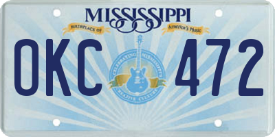 MS license plate OKC472