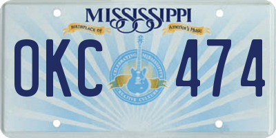 MS license plate OKC474
