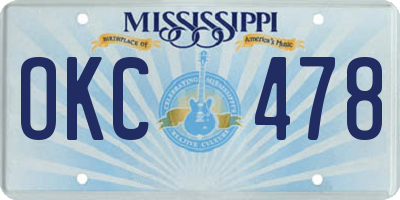 MS license plate OKC478