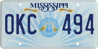 MS license plate OKC494