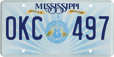 MS license plate OKC497
