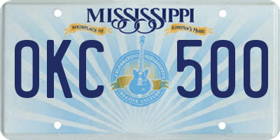 MS license plate OKC500