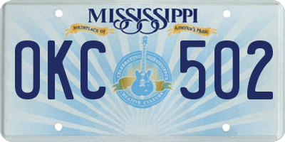 MS license plate OKC502