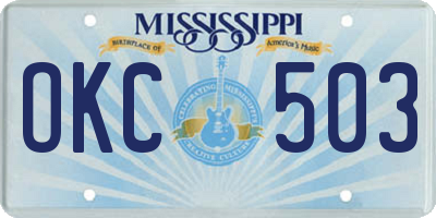 MS license plate OKC503
