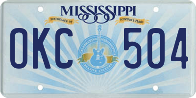 MS license plate OKC504