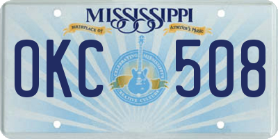 MS license plate OKC508