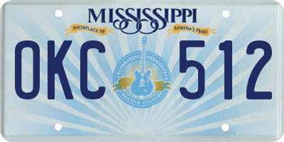 MS license plate OKC512