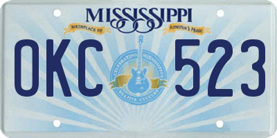MS license plate OKC523