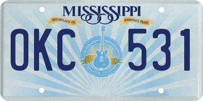 MS license plate OKC531