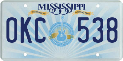 MS license plate OKC538