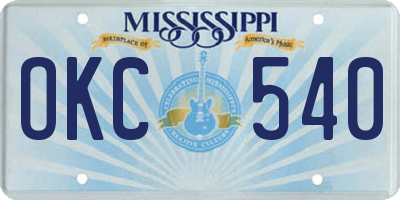 MS license plate OKC540