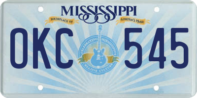 MS license plate OKC545