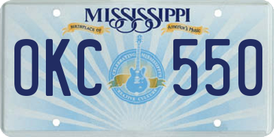 MS license plate OKC550