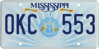 MS license plate OKC553