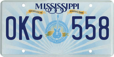 MS license plate OKC558