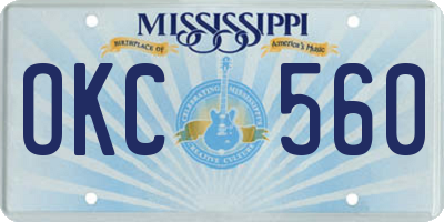 MS license plate OKC560