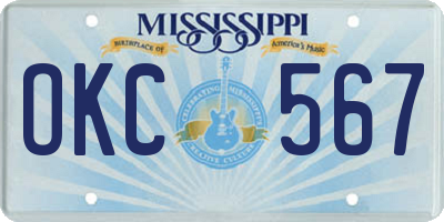 MS license plate OKC567