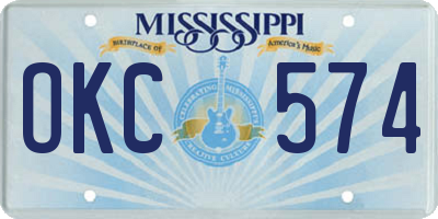 MS license plate OKC574