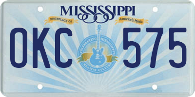 MS license plate OKC575