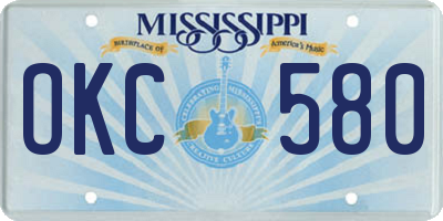 MS license plate OKC580