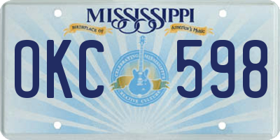 MS license plate OKC598